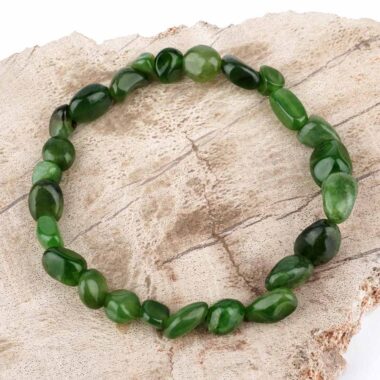 Nephrit | Jade Ø 7 x 8 mm Nugget Edelstein Armband flexibel und dehnbar Edelsteine Heilsteine bei Wunderstein24