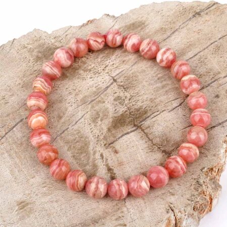 Rhodochrosit Ø 7 mm Kugel | Perlen Armband flexibel und dehnbar Edelsteine Heilsteine bei Wunderstein24