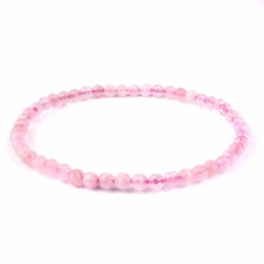 Rosenquarz Ø 4 mm facettiertes Kugel | Perlen Armband flexibel und dehnbar Edelsteine Heilsteine bei Wunderstein24