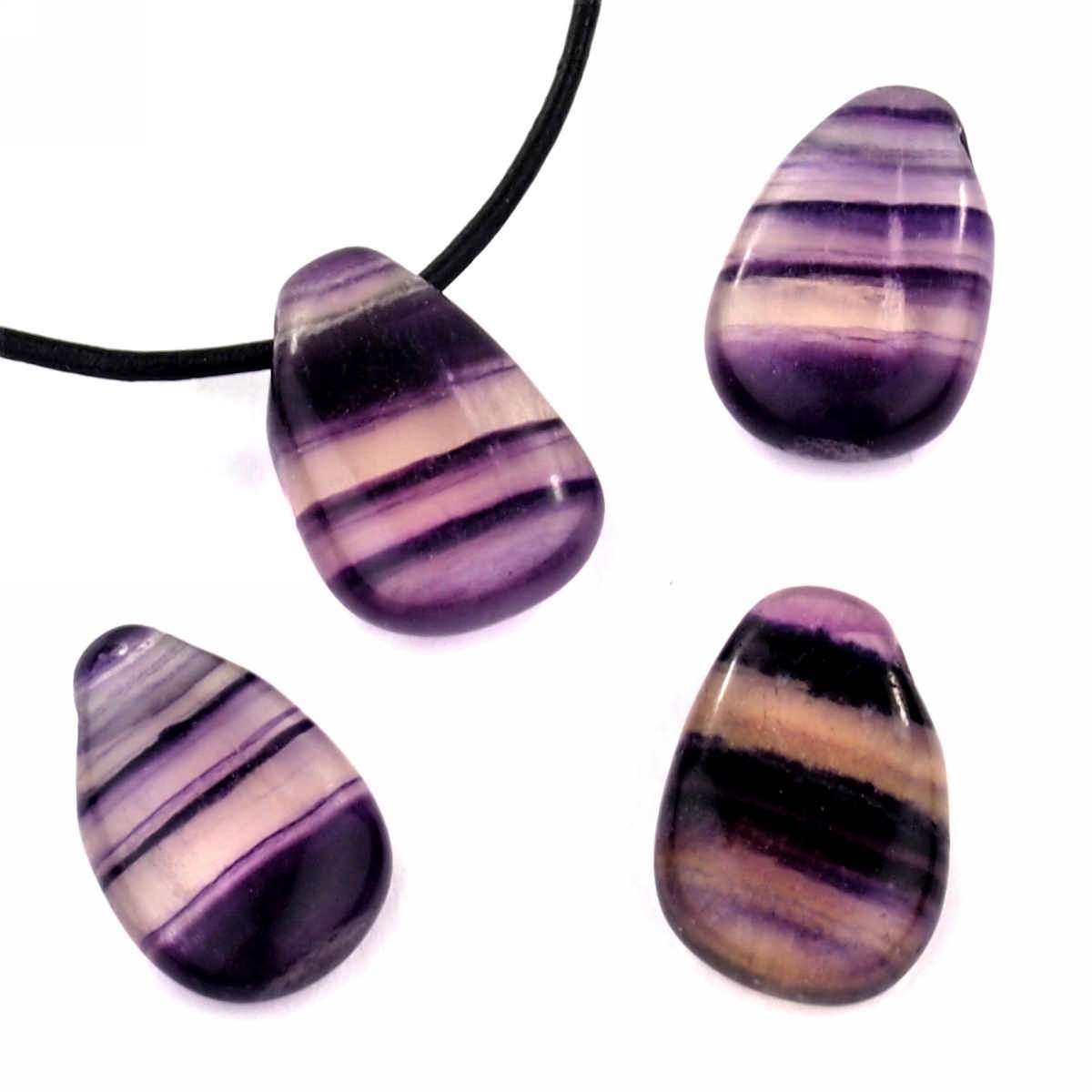 Fluorit dunkel | Regenbogenfluorit Cabochon Anhänger seitlich gebohrt Edelsteine Heilsteine bei Wunderstein24